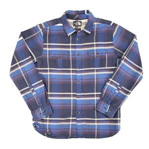 The‎ North Face Flannel Shirt Mens Medium Blue Plaid Cotton Gorpcore Outdoor